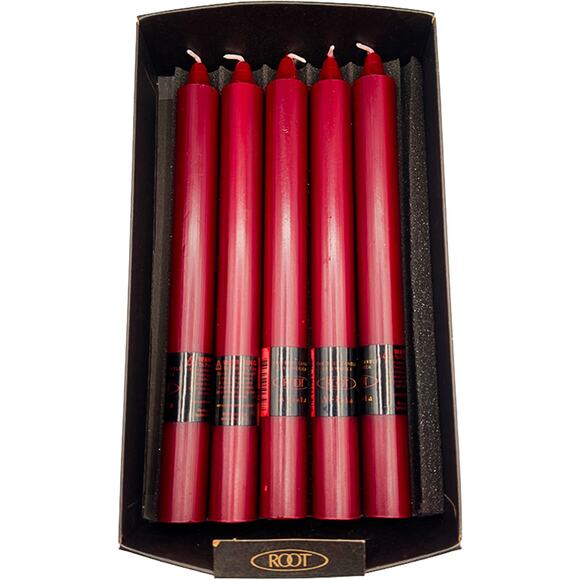 Root Candles Unscented Arista 9-Inch Beeswax Dinner Candles Garnet Red 5-Count - Picture 1 of 7
